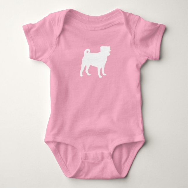 Pug Dog Baby Shower Pink Puppy Girl Bodysuit (Front)