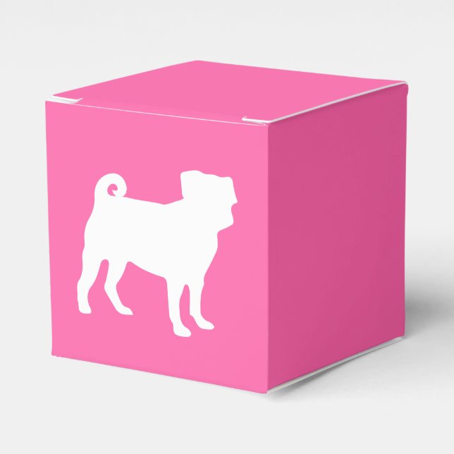 Pug Dog Baby Shower Pink Puppy Girl Favor Boxes (Front Side)