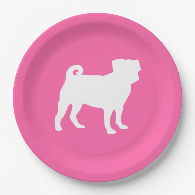 Pug Dog Baby Shower Pink Puppy Girl Paper Plates (Front)