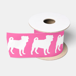 Pug Dog Baby Shower Pink Puppy Girl Satin Ribbon