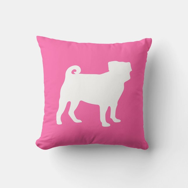 Pug Dog Baby Shower Pink Puppy Girl Throw Pillow (Front)