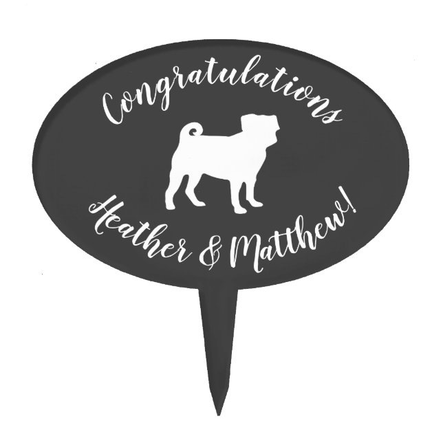 Pug Dog Baby Shower Theme Puppy Gender Neutral Cake Topper (Front)