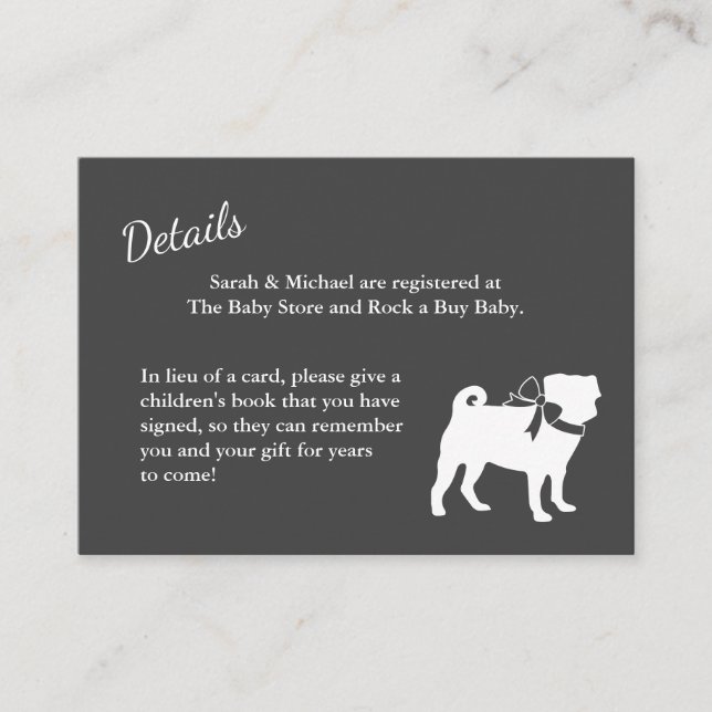 Pug Dog Baby Shower Theme Puppy Gender Neutral Enclosure Card (Front)