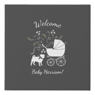 Pug Dog Baby Shower Theme Puppy Gender Neutral Faux Canvas Print