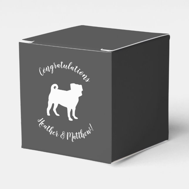 Pug Dog Baby Shower Theme Puppy Gender Neutral Favor Boxes (Front Side)
