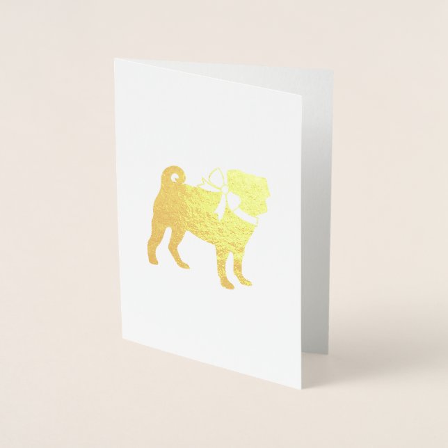 Pug Dog Baby Shower Theme Puppy Gender Neutral Foil Card (Front)