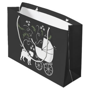 Pug Dog Baby Shower Theme Puppy Gender Neutral Large Gift Bag