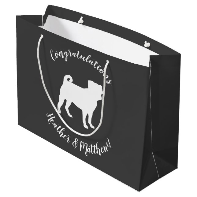 Pug Dog Baby Shower Theme Puppy Gender Neutral Large Gift Bag (Back Angled)