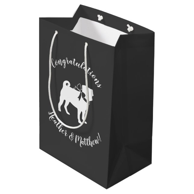 Pug Dog Baby Shower Theme Puppy Gender Neutral Medium Gift Bag (Back Angled)