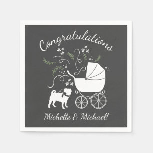 Pug Dog Baby Shower Theme Puppy Gender Neutral Napkins
