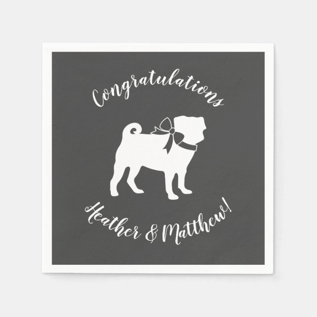 Pug Dog Baby Shower Theme Puppy Gender Neutral Napkins (Front)