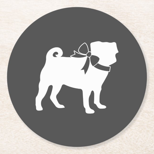 Pug Dog Baby Shower Theme Puppy Gender Neutral Round Paper Coaster (Front)