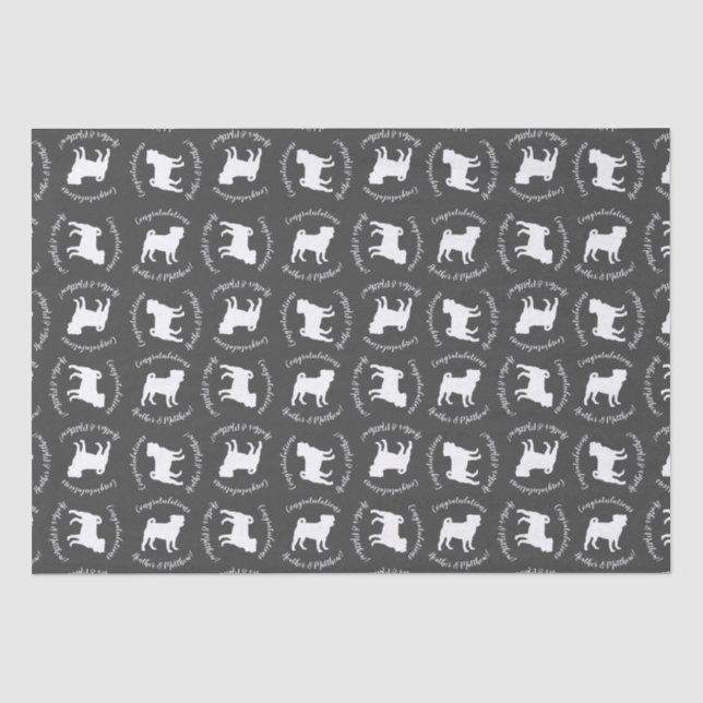 Pug Dog Baby Shower Theme Puppy Gender Neutral Tissue Paper (Front)