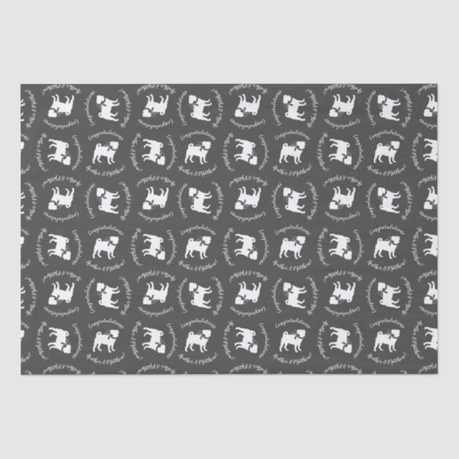 Pug Dog Baby Shower Theme Puppy Gender Neutral Tissue Paper (Front)