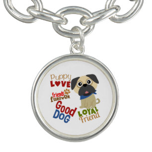 Pug Dog Best Friend Charm Bracelet