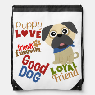Pug Dog Best Friend Drawstring Bag