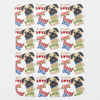 Pug Dog Best Friend Stroller Blanket
