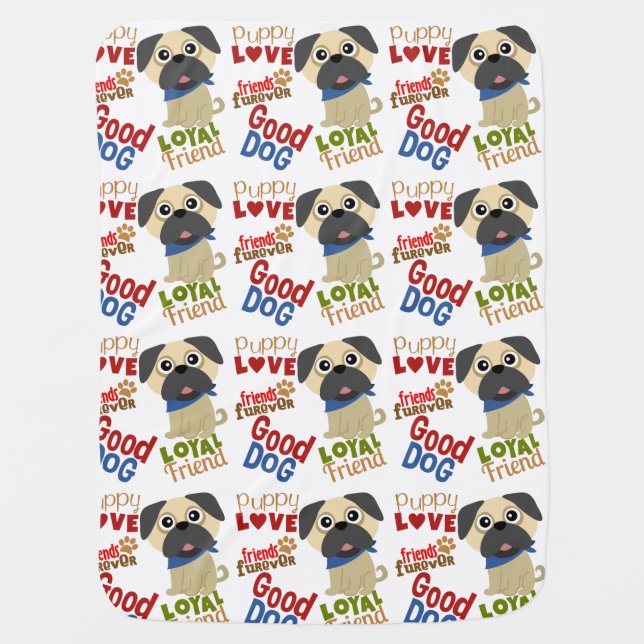 Pug Dog Best Friend Stroller Blanket (Front)