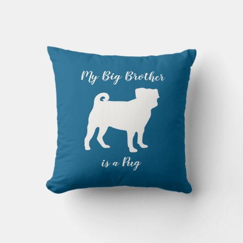 Pug Dog Big Brother Sister Cute Baby Shower Throw Pillow