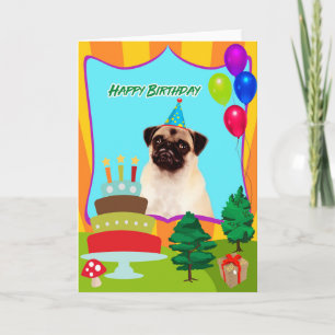 Pug Dog Birthday Card