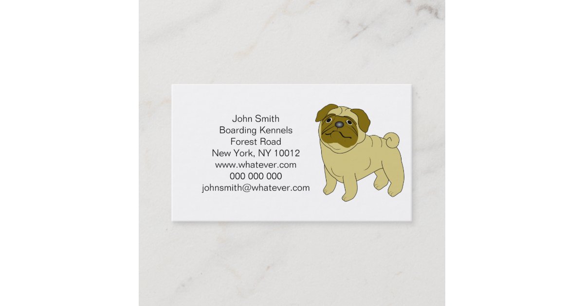 Pug Dog Boarding Kennels Business Card
