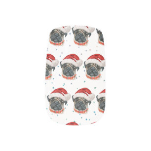 Pug Dog Breed Christmas Stars Minx Nail Art