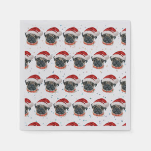 Pug Dog Breed Christmas Stars Napkins