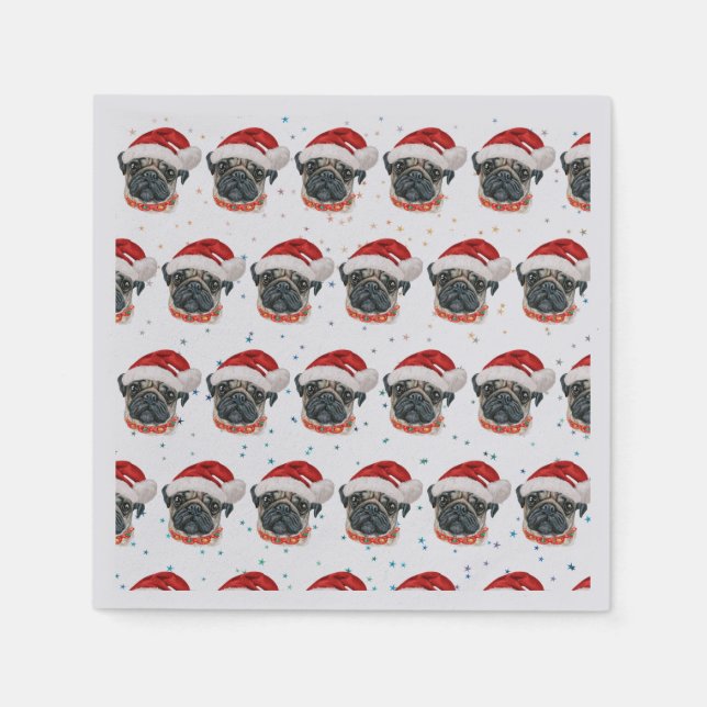 Pug Dog Breed Christmas Stars Napkins (Front)