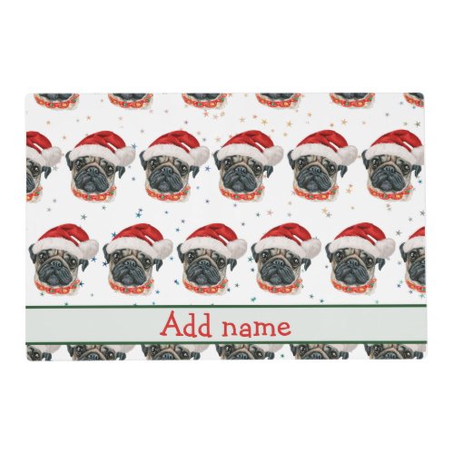 Pug Dog Breed Christmas Stars Placemat