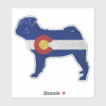 Pug Dog Breed Colorado Flag Silhouette Sticker