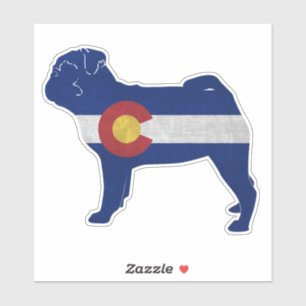 Pug Dog Breed Colorado Flag Silhouette Sticker