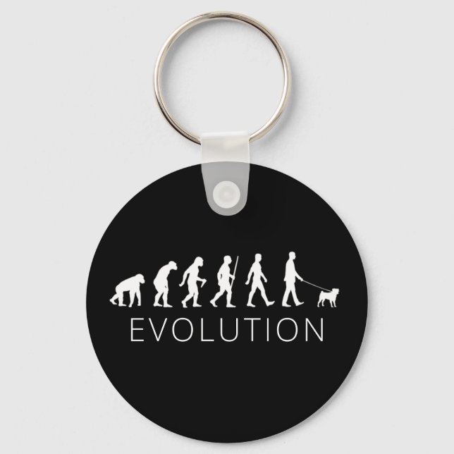 Pug dog breed Owner Evolution Keychain (Front)