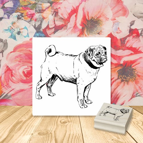 Pug Dog Breed Rubber Stamp