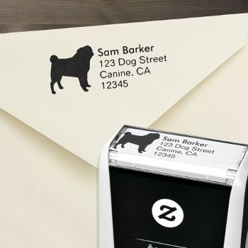 Pug Dog Breed Silhouette Return Address Self-inking Stamp by jennsdoodleworld at Zazzle