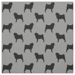 Pug Dog Breed Silhouettes Grey and Black Patterned Fabric