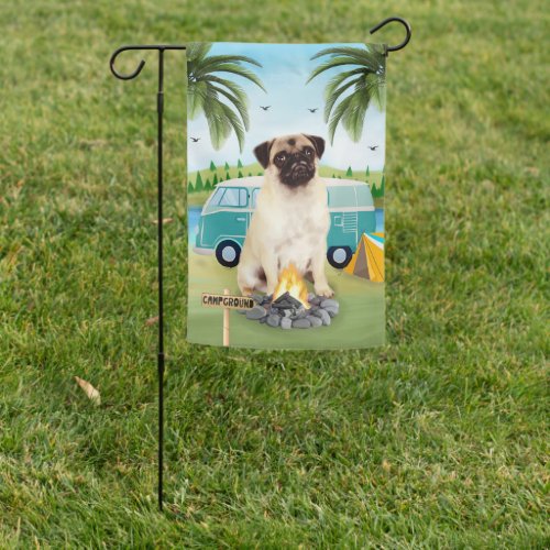 Pug Dog Camping Garden Flag