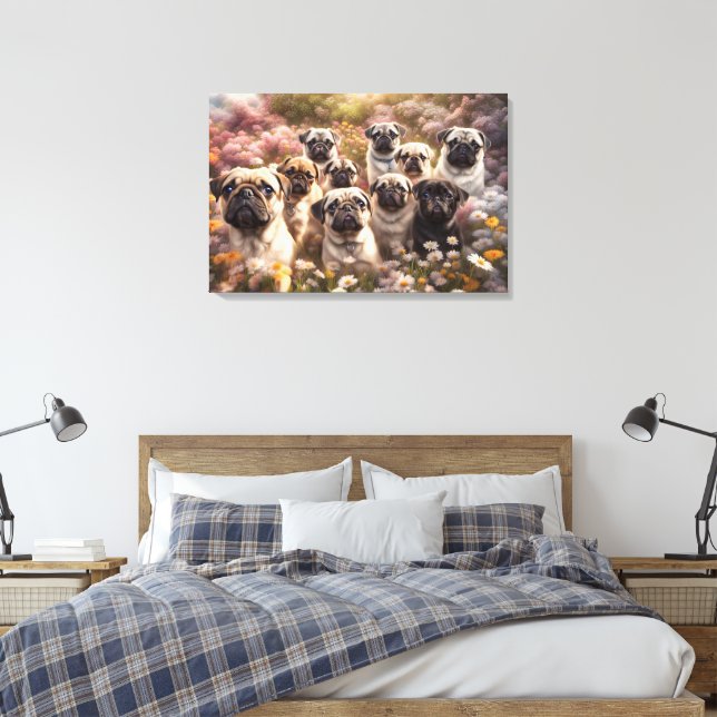 Pug Dog Canvas (Insitu(Bedroom))