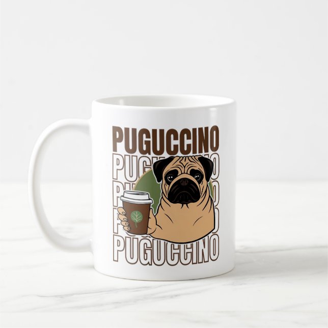 Pug dog cappuccino coffee mug (Left)