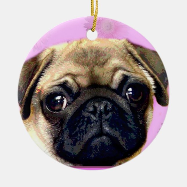 Pug dog ceramic ornament (Front)