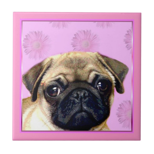 Pug dog ceramic tile (Front)