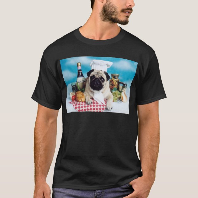 Pug Dog Chef T-Shirt (Front)