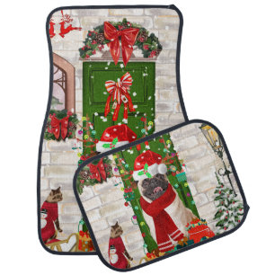 Pug Dog Christmas Car Floor Mat