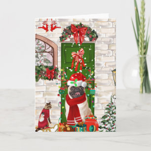Pug Dog Christmas Card