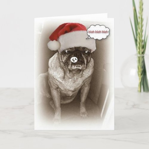 Pug Dog Christmas Card