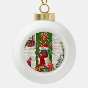 Pug Dog Christmas Ceramic Ball Christmas Ornament