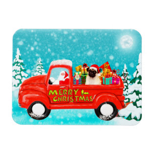 Pug Dog Christmas Delivery Truck Magnet