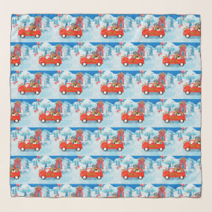 Pug Dog Christmas Delivery Truck Snow  Scarf