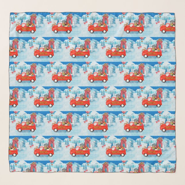 Pug Dog Christmas Delivery Truck Snow  Scarf (Front)