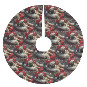 Pug Dog Christmas Festive Brushed Polyester Tree Skirt
