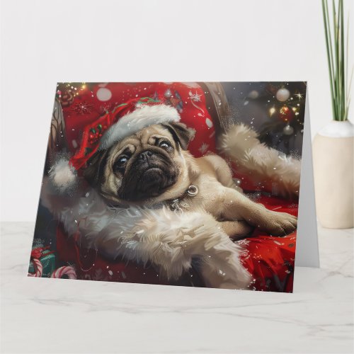Pug Dog Christmas Festive Card